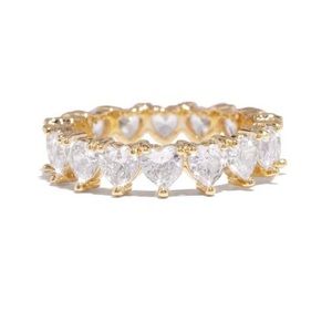 Gold Plated All Over Hearts Ring